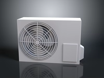 White Computer Cooling Fan Unit With Grille And Control Panel Device 3d model