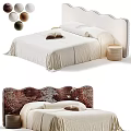 Modern Double Bed With Upholstered Headboard And Decorative Pattern Design