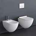 Modern Wall Mounted White Toilet Design With Bidet Faucet And Control Panel
