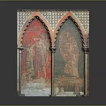 Vintage Classical Red Background Arched Carved Design Wall Decor Panel For Home Decoration