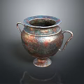 Decorative Copper Household Vase With Two Handles And Antique Ornamental Design