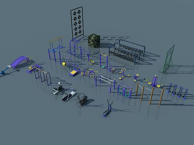 Outdoor Sports Equipment Including Parallel Bars Horizontal Bars Climbing Frames And Exercise Machines 3d model