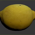 Ripe Fresh Yellow Lemon With Textured Surface On Dark Reflective Background