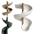 Children's Playground With Colorful Spiral Slides In Wooden White And Green Design