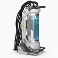 Modern Stainless Steel Kitchen Appliance With Transparent Water Tank And Bubbles
