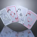 Decorative Neon Lights on Ace Poker Cards with Red Edges and White Glowing Suits