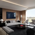 Modern Living Dining Room Interior With Open Concept Large Windows Natural Light And Modern Furniture