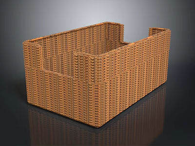 Brown Woven Storage Basket With Intricate Texture For Home Organization 3d model