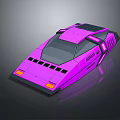 Futuristic Purple Sports Car 3D Model Design With Sleek Body And Neon Accents