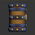 Decorative Blue And Brown Household Chest With Yellow Rivets And Lock