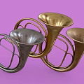 Vintage Commercial Equipment Horns with Gold Silver and Copper Color Finishes