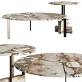 Modern Round Dining Table With Natural Marble Top And Metal Legs