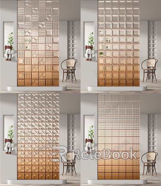 Modern partition glass brick partition model