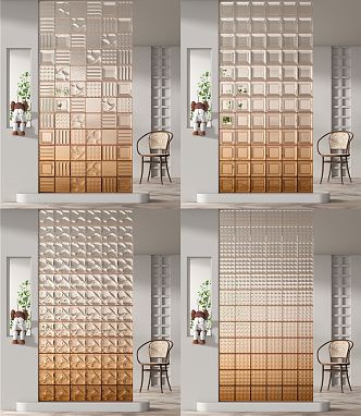 Modern partition glass brick partition 3d model