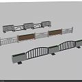 Various Garden Ornaments Featuring Decorative Railings Wooden Benches and Small Metal Bridges