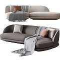 Multi-person sofa pillow blanket corner sofa long sofa 3d model