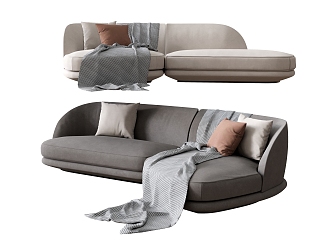 Multi-person sofa pillow blanket corner sofa long sofa 3d model