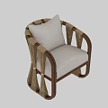 Modern Leisure Chair With Wooden Frame Woven Details And White Cushion