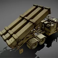 Old Worn Sandy Beige Military Truck With Multi Wheel Launcher System