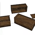 Vintage Wooden Storage Boxes with Open and Closed Lids and Natural Texture