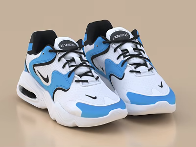 Stylish Nike Athletic Sneakers With Blue White Black Color Combination 3d model