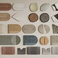 Various Shaped Rugs with Geometric Patterns Neutral Tones and Woven Textures for Home Decor