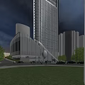 Modern High Rise Residential Building With Glass Curtain Wall And Cloudy Urban Sky
