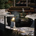 Military Tank In Outdoor Grassland And Forest Area