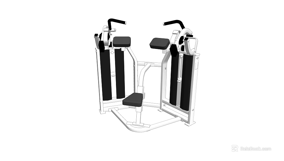 Seated Chest Press Gym Equipment With Black Padded Seats And White Frame For Strength Training 3d model 