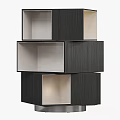 Modern Geometric Stacked Side Table With Black White Storage Compartments 3d model