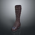 Stylish Brown Leather Boots With Laced Straps And Tall Shaft Design