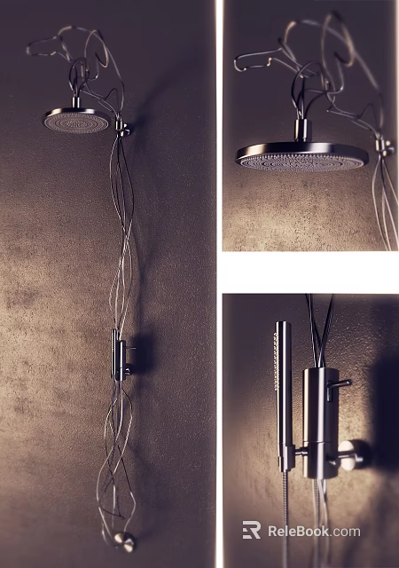 Modern Rainfall Shower Head With Wall Mounted Design And Sleek Chrome Finish 3d model 