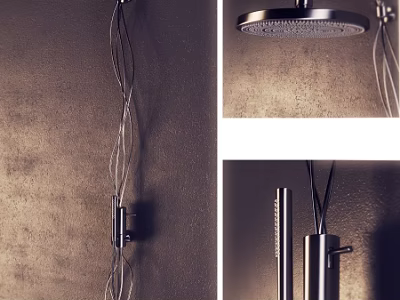 Modern Rainfall Shower Head With Wall Mounted Design And Sleek Chrome Finish 3d model