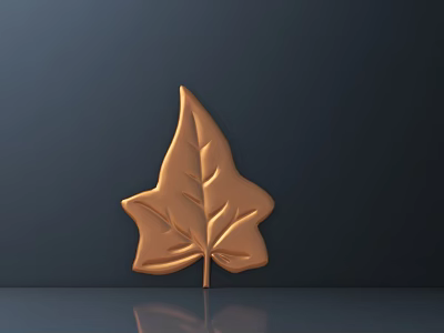 Decorative Copper Carved Leaf Ornament With Detailed Veins On Dark Background 3d model