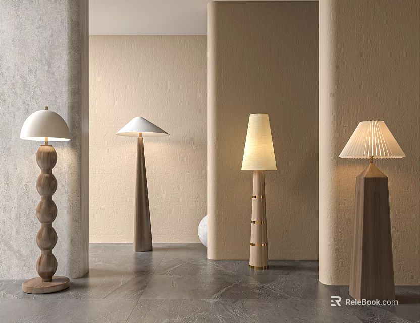 Stylish Floor Lamps In Modern Minimalist Interior 3d model 