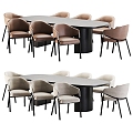 Modern Light Luxury Dining Table and Chair Combination 3d model