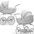 Dark Blue Baby Prams With Classic Design And Wheels 3d model