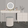 Light Luxury Dressing Table Dressing Stool 3d model