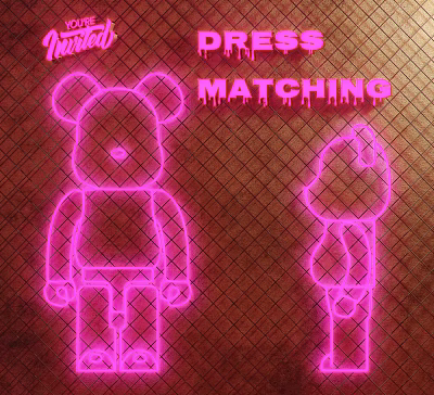 Pink Neon Decorative Lights Featuring Cartoon Bear Humanoid On Grid Background And Dress Matching Text 3d model