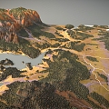 Terrain 3 Canyon River Mountain Mountain Mountain Geopark Desert 3d model