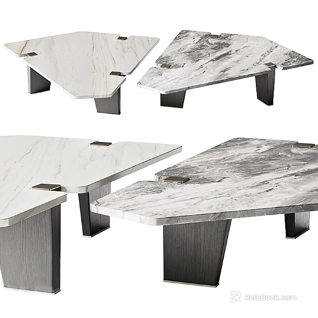 Modern Corner Table With Elegant Marble Top And Sturdy Metal Legs 3d model
