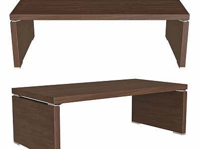 Sleek Wooden Tables With Dark Brown Finish Modern Design Rectangular Top And Stable Legs 3d model