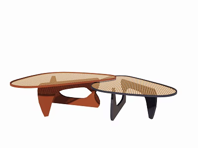 Stylish Coffee Tables With Woven Tops And Orange Black Frames Modern Design 3d model