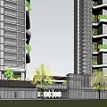 Modern Twin High Rise Tower Buildings With Green Plant Balconies And Urban Architectural Design