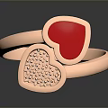 Rose Gold Ring With Heart Shaped Design Red Heart And Crystal Inlaid