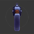 Sci Fi 3D Modeled Gun With Blue Metal Body And Red Wooden Grip Design