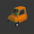 Orange Small Mini Car With Vintage Style On Dark Background Reflection 3d model