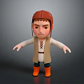 3D Boy Character In Traditional Clothing With Brown Hat And Orange Boots