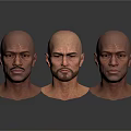 Three Bald Male Head Models Displaying Detailed Realistic Facial Features