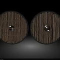 Medieval Wooden Shields As Historical Defensive Weapon With Round Shape And Metal Boss Design